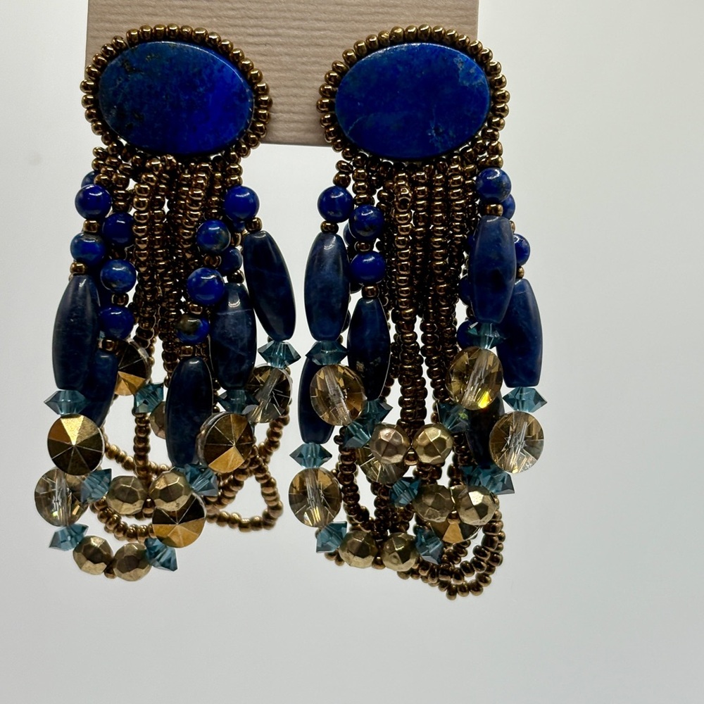 Handmade Beaded Statement Clip On Earrings